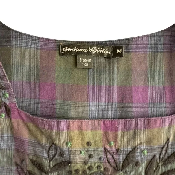 Gudrun Sjoden Alaska 100% Cotton Embroidered Bib Pintuck Ruffle Tunic Dress M - Picture 5 of 9